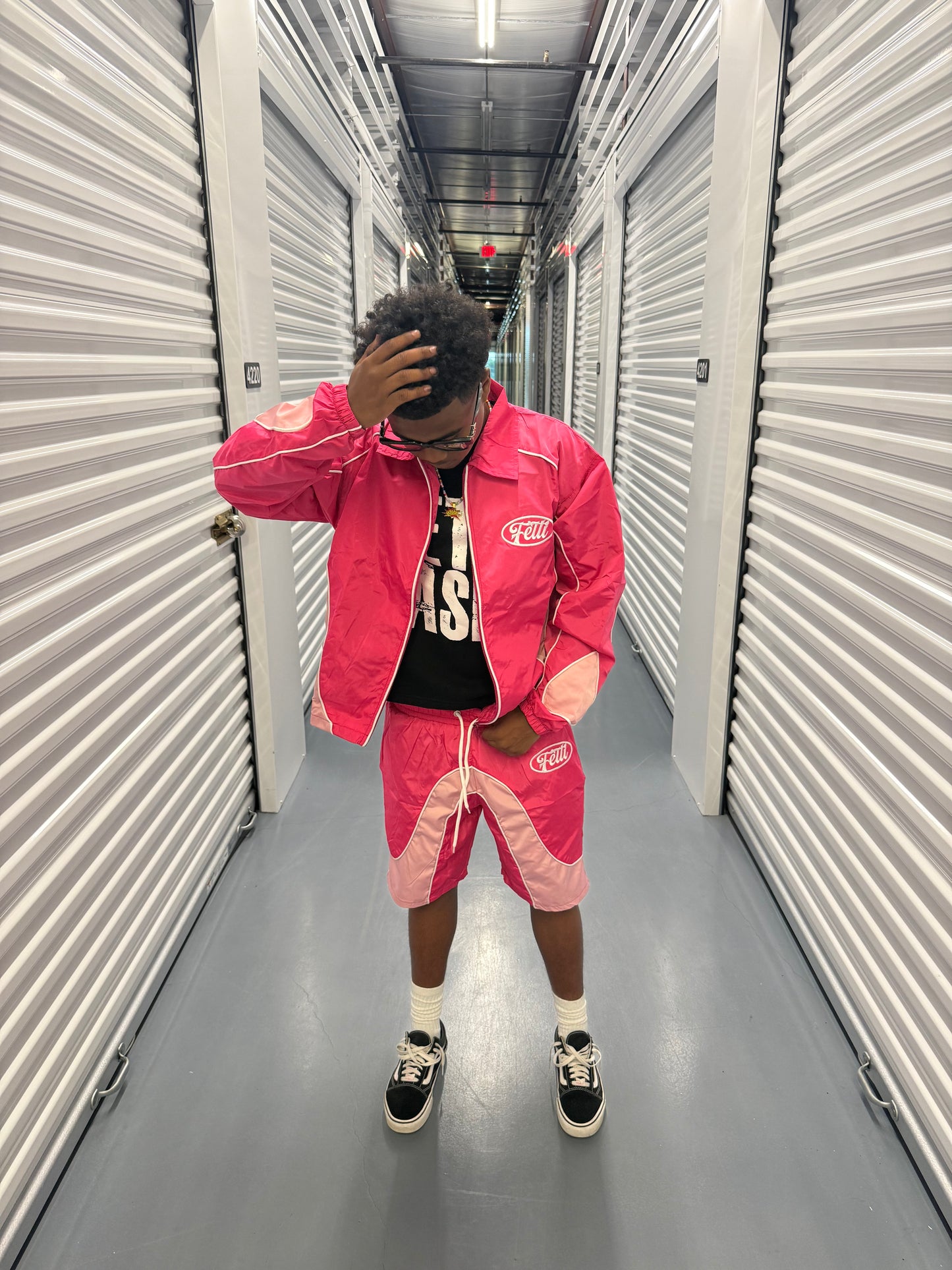 Pink Nylon Short Set